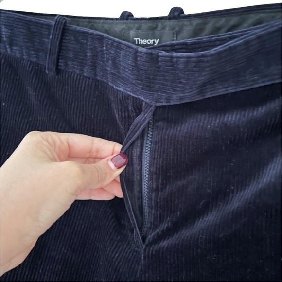 THEORY Trousers in Modern Corduroy Cropped Mid Rise Navy Sz 12 - Picture 5 of 8